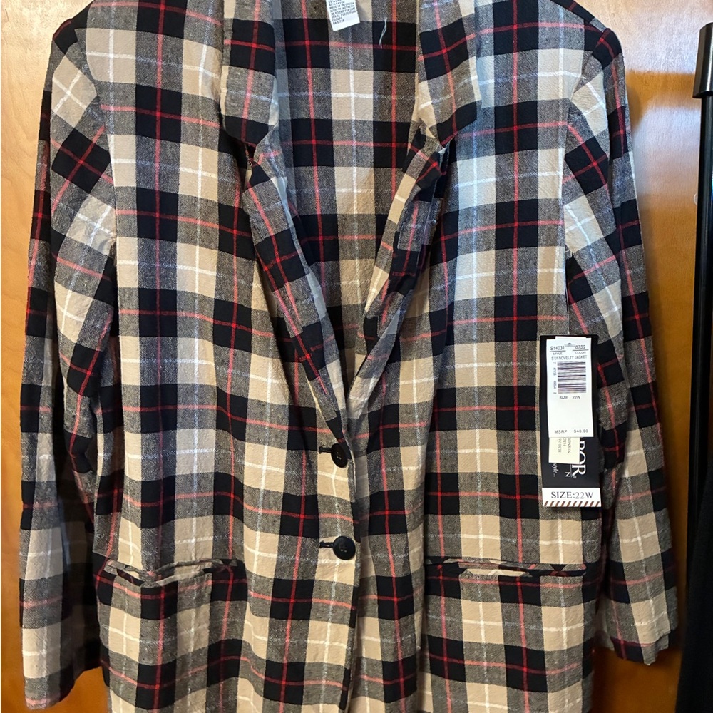 Vintage Sag Harbor Plaid Women's Blazer 22W